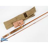 J S Sharpe Aberdeen "The Featherweight" impregnated split cane trout fly rod No 611253 8ft 6" 2pc