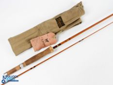 J S Sharpe Aberdeen "The Featherweight" impregnated split cane trout fly rod No 611253 8ft 6" 2pc