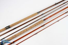Forshaws Liverpool hollow glass salmon fly rod 12ft 6" 3pc, 23" handle with sliding alloy reel