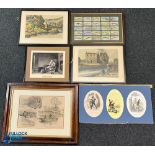 6x Period Fishing Pictures, Prints Cigarette Cards, to include a part set of John Players Freshwater