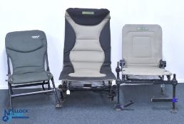 3x Padded Fishing Chairs, 2 made by Korum - one with arm rests, and one made by Starbaits session