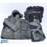 A collection of clothing, made up of: Prologic winter jacket, large, looks unworn; Prologic winter