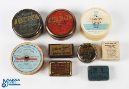 A selection of assorted Hardy accessories, comprising: red Cerolene tin; green Cerolene tin; green