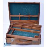 Wooden Fly Tying Fitted Box, a well-made dovetail jointed teak case with a fitted drawer, felt