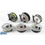 Leeds Rimfly alloy fly reel with 3 spare spools, 3.5" spool with 2 screw latch, rear tensioner, runs