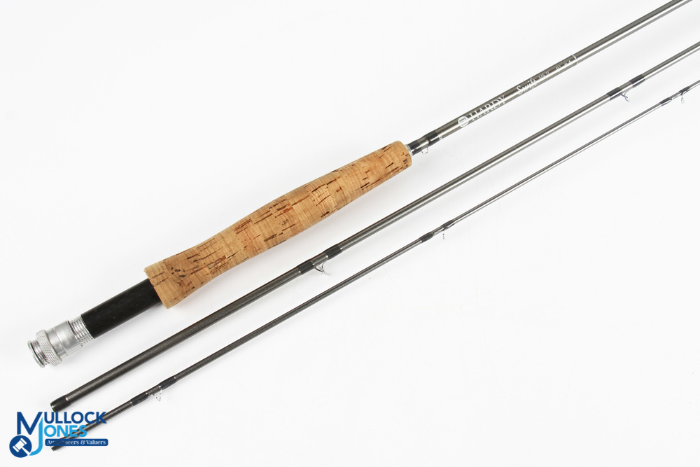 A fine Hardy Alnwick "Swift" carbon brook fly rod 8ft 3pc line 4#, alloy uplocking reel set with - Image 2 of 4