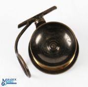 Mallochs Patent brass side casting reel by Brown Aberdeen - 3.25" spool, oversize reverse taper