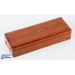 Hardy Bros "The Club" fly box 9.5" x 3.5" x 1.75" - polished mahogany double sided, brass hinges and