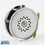 Unnamed Perfect Style alloy trout fly reel, 3 3/8" spool with white handle, milled rim tensioner,