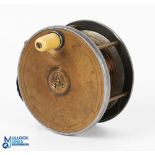 J Bernard & Son 4.25" Patent brake brass faced and alloy salmon fly reel with interesting patent