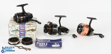 Mitchell 300 fixed spool spinning reel good bail, on/off check, runs well; Abu Diplomat 602 closed