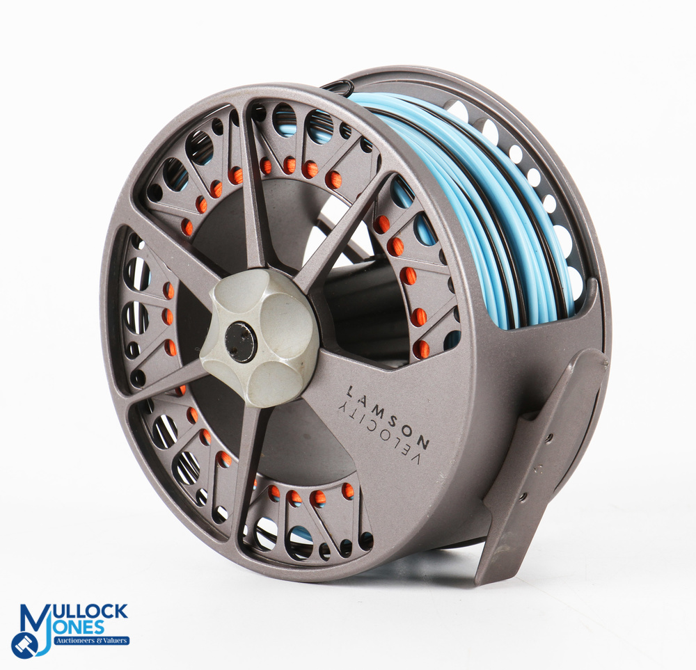 Lamson USA Velocity Hard Alox large arbor salmon fly reel - 4.25" wide spool, large rear - Image 3 of 3