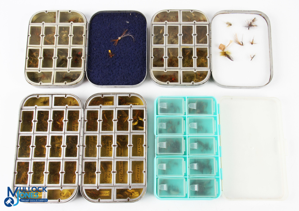 A collection of trout flies in window containers, as follows: Richard Wheatley 32 window, double