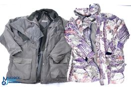 2x Fishing Jackets Coats, both lined, a camouflaged Sportchief coat with removable hook size XL, a