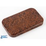 Vintage Neroda Fly Box with mottled brown finish exterior, with a small selection of flies inside,