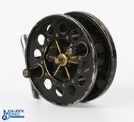 Allcocks Redditch Aerial centre pin/trotting reel 3.5" caged 6 spoke with tensioner, spool catch,