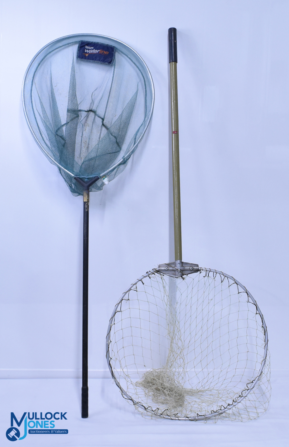 2x landing Nets, a Team waterline net with aluminium head and nylon pole, plus a similar unbranded