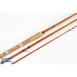 A scarce Dutton & Co Ltd split cane float/trotting rod 12ft 6" 3pc, 21in handle with alloy sliding