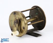 Rare Georgian Ustonson Multiplier Winch Brass Wide Drum Reel with script engraved makers marks to