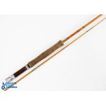Partridge England F285 split cane trout fly rod 8ft 6" 2pc line 7#, alloy down locking reel seat,