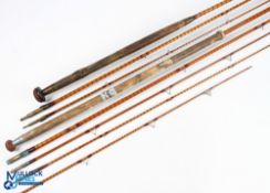 W R Pape Newcastle split cane rod - 13' 3pc with spare tip, 19" handle with brass fittings, red