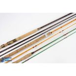 Unnamed greenheart salmon fly rod 13ft 6" 3pc, 19in handle with brass reel seat and collars, twist