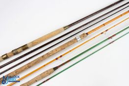 Unnamed greenheart salmon fly rod 13ft 6" 3pc, 19in handle with brass reel seat and collars, twist