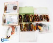 A collection of salmon tubes, flies and Wadhams, made up of: 3x clear boxes with over 130 tubes,
