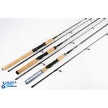 A collection of spinning rods, comprising: Shimano Scabbard carbon rod 6ft 6" 2pc, line WT 6-14lb,