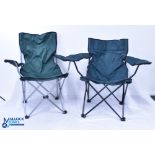 2x Folding Chairs, green nylon fabric in storage bags (2)