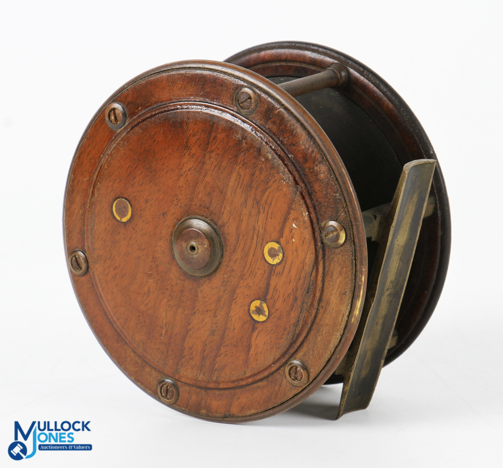 Chas Farlow Maker, 191 The Strand, London, wood and brass light salmon/sea trout reel, 3.5" wide - Image 2 of 2