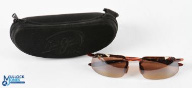 Pair of "Mauri Jim" polarised sunglasses (no scratches), in original hard case with clip and