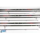 A collection of beach rods as follows: Shimano Force Master, Surf 450 BXG (FMSF 450 BXG) carbon surf