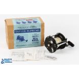 Grice & Young Tatler Supreme Model 4 Boxed Multiplier Reel in black with paperwork and tool, shows