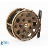 Hardy Bros, Alnwick All Brass Perfect 2.75" Fly Reel c1895 with multi perforated face, rim