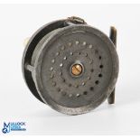 Dingley built Perfect style "Perfect" alloy salmon fly reel, 4.75" wide spool, brass mounted white