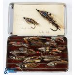 Richard Wheatley slim alloy Kilroyo Patent fly box with 21 flies previously owned by Dr John