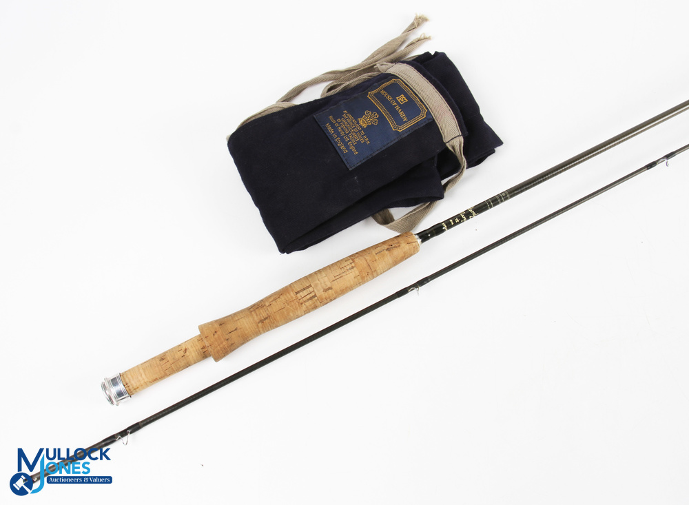 A scarce Hardy Alnwick Marquis carbon brook trout fly rod 7ft 6" 2pc line 4#, alloy sliding reel