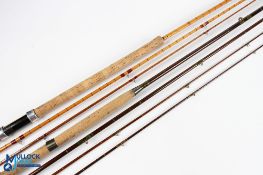 B Jones Astwood Bank split cane salmon fly rod 12ft 3pc, 24" handle with alloy sliding reel fitting,