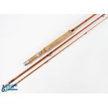 Allcocks "The Popular" split cane fly rod, 3ft 3pc, alloy sliding reel fittings, red agate butt/