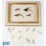 Large Salmon Flies, to include a framed and mounted collection 4 Large fully dressed single hook