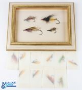 Large Salmon Flies, to include a framed and mounted collection 4 Large fully dressed single hook