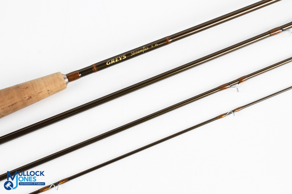 Grey's Streamflex carbon brook fly rod 8ft 4pc line 4#, alloy double uplocking reel seat and collars - Image 3 of 3