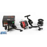 Storm Raider 65 fixed spool large reel with spare spool, runs very well, good bail, light use;