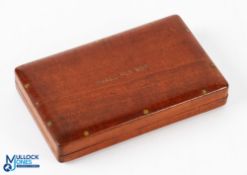 Hardy Bros "The Club" fly box 5.75" x 3.5" x 1" - polished mahogany with brass hinges with 10