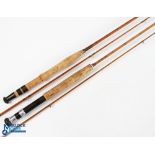 A split cane rod marked "Jean Williams Sweets of Usk" 10ft 2pc alloy sliding reel fittings, red
