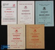 1950-75 County Champ'ship etc Rugby Programmes (5): Somerset v Berkshire 1950 (poor), v Lancs (