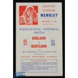 Wartime 1942 England v Scotland at Wembley 'Aid to Russia fund' 17 January 1942, 4 pager; good. (1)