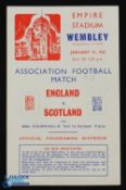 Wartime 1942 England v Scotland at Wembley 'Aid to Russia fund' 17 January 1942, 4 pager; good. (1)