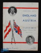 1932 England v Austria football programme date 7 December at Stamford Bridge, marks, folds apparent,